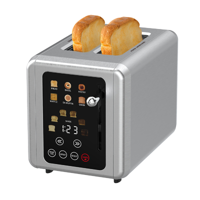 Toaster 2 Slice Retro Wide Slot Stainless Steel Toaster with 6 Browning Levels Reheat Defrost for Bagel Toast Bread Kitchen