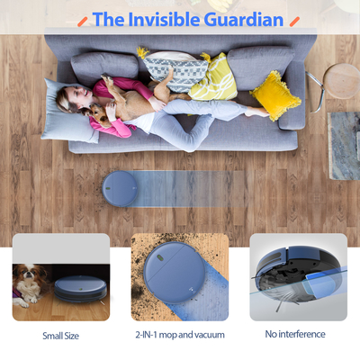 Wi-Fi Enabled Smart Automatic Cleaning Mopping Robot Vacuum Cleaner Wholesale HEPA Infrared Wet Dry Sweeping in Stock Blue