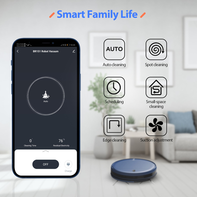 Wi-Fi Enabled Smart Automatic Cleaning Mopping Robot Vacuum Cleaner Wholesale HEPA Infrared Wet Dry Sweeping in Stock Blue