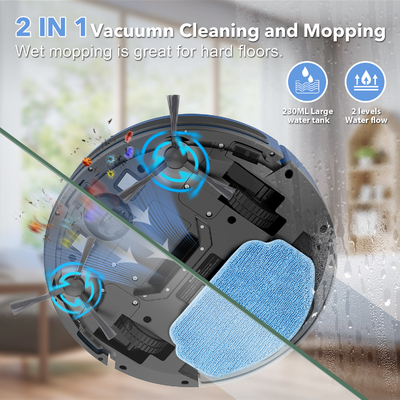 Wi-Fi Enabled Smart Automatic Cleaning Mopping Robot Vacuum Cleaner Wholesale HEPA Infrared Wet Dry Sweeping in Stock Blue