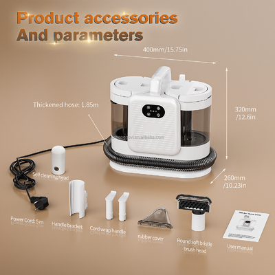 Portable Electric Wet/Dry Vacuum Carpet & Sofa Steam Cleaner Home Use Touch Screen 4 Cleaning Mode Spot Stain Cleaner Machine